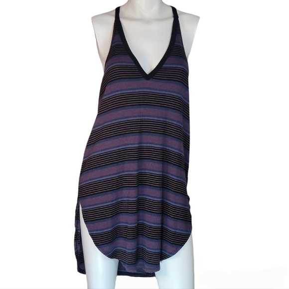 We The Free Purple Striped T-Back Tank, V-Neck, Split Hem, Like New, size Small - Picture 1 of 6